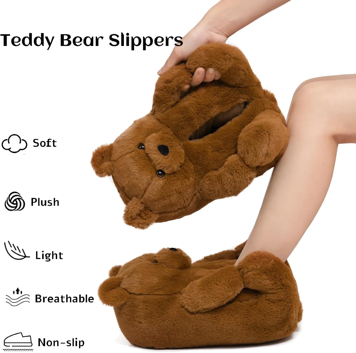 Women's Teddy Bear Slippers Mom Gift Slippers Cozy Women Fuzzy Indoor House Shoes Fun Costume for Adults Cute Animal Slides for Women Her Birthday Valentine's Gift Ideas