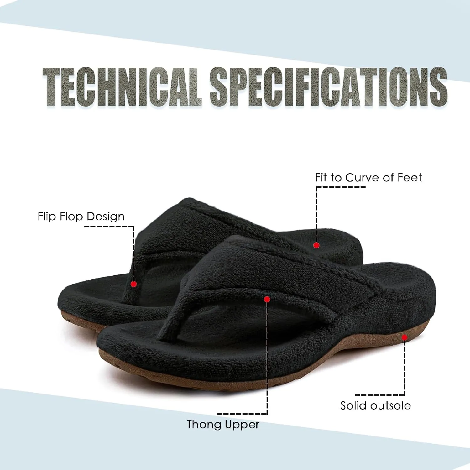 Women's Thong Spa Slippers with Arch Support Flip Flop House Slippers for Women Indoor and Outdoor