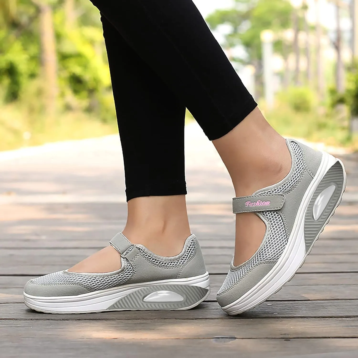 Women's Walking Shoes Orthotic Walking Sneakers Wide Width Non-Slip Sneakers Adjustable Breathable Platform Mesh Sandals