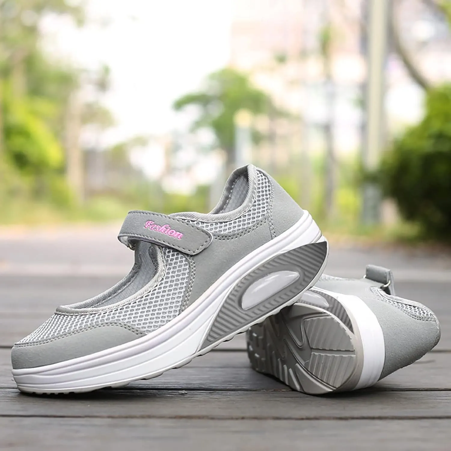 Women's Walking Shoes Orthotic Walking Sneakers Wide Width Non-Slip Sneakers Adjustable Breathable Platform Mesh Sandals