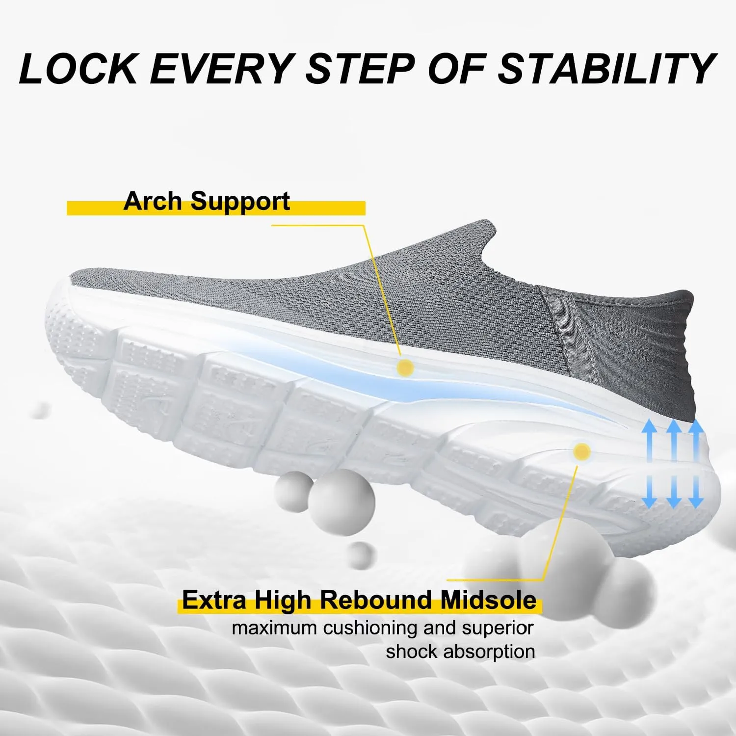 Women's Walking Shoes Slip On Sneakers Comfort Lightweight Non Slip Workout Gym Nurse Shoes