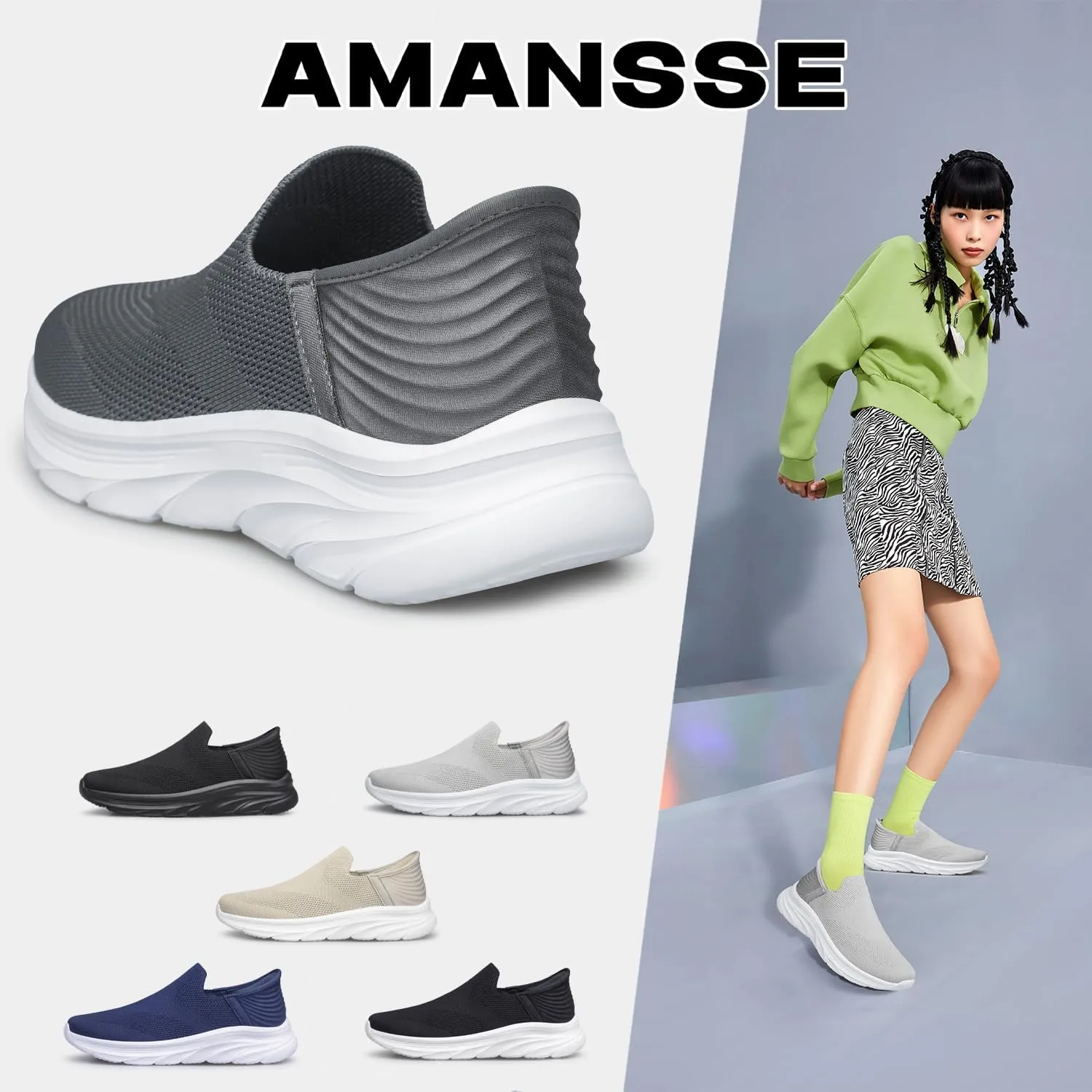 Women's Walking Shoes Slip On Sneakers Comfort Lightweight Non Slip Workout Gym Nurse Shoes