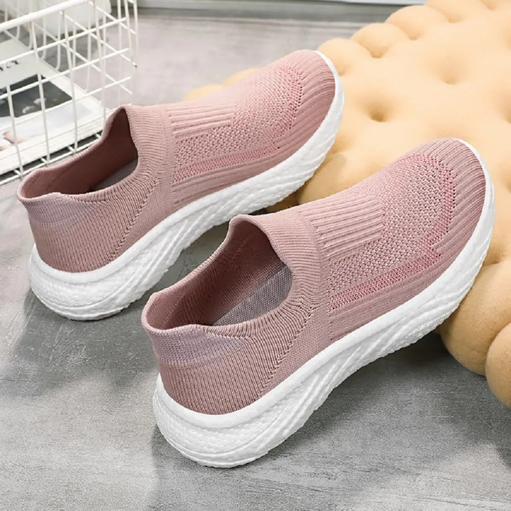 Women's Walking Shoes with Breathable Fabric Casual Soft Sole Lightweight Slip-On