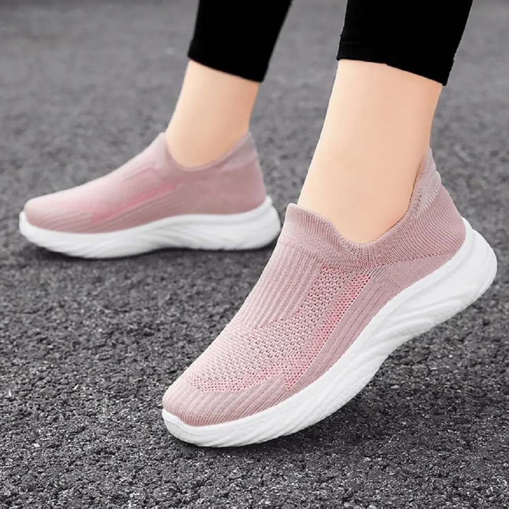 Women's Walking Shoes with Breathable Fabric Casual Soft Sole Lightweight Slip-On