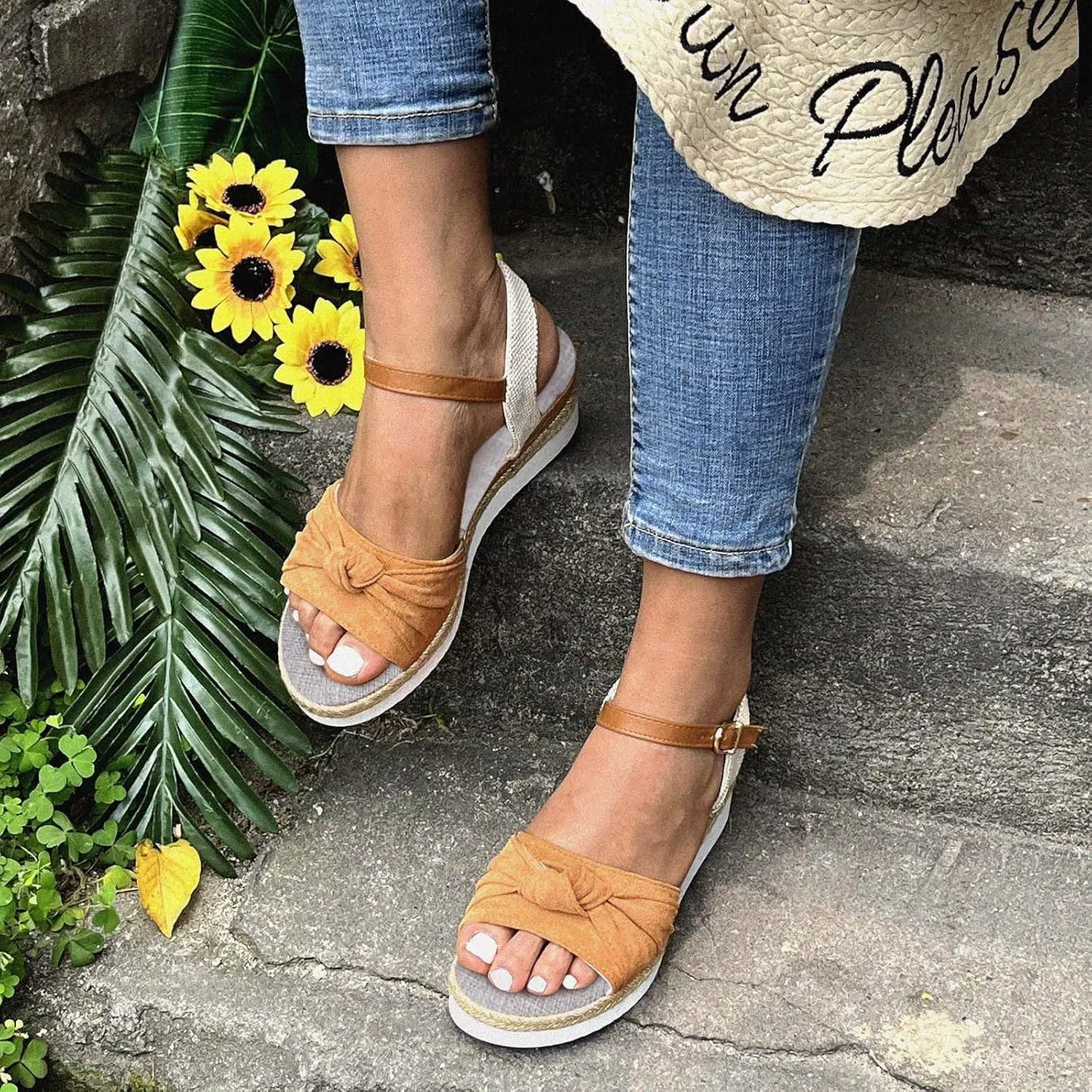 Womens Wedge Sandals Mid Heel Espadrilles Wedges Platform Sandals for Women Dressy Summer Comfortable Orthopedic Sandals Strappy Sandals for Women Walking Sandals Casual