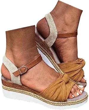 Womens Wedge Sandals Mid Heel Espadrilles Wedges Platform Sandals for Women Dressy Summer Comfortable Orthopedic Sandals Strappy Sandals for Women Walking Sandals Casual