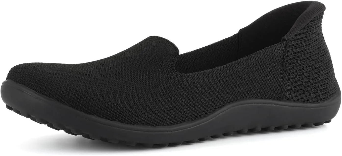 Womens Wide Toe Box Slip on Walking Shoes Non Slip Shoes Arch Support Casual Loafers Soft Knit Shoes