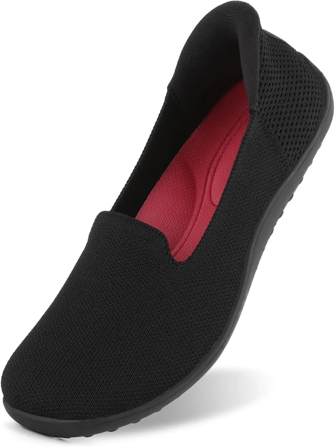 Womens Wide Toe Box Slip on Walking Shoes Non Slip Shoes Arch Support Casual Loafers Soft Knit Shoes