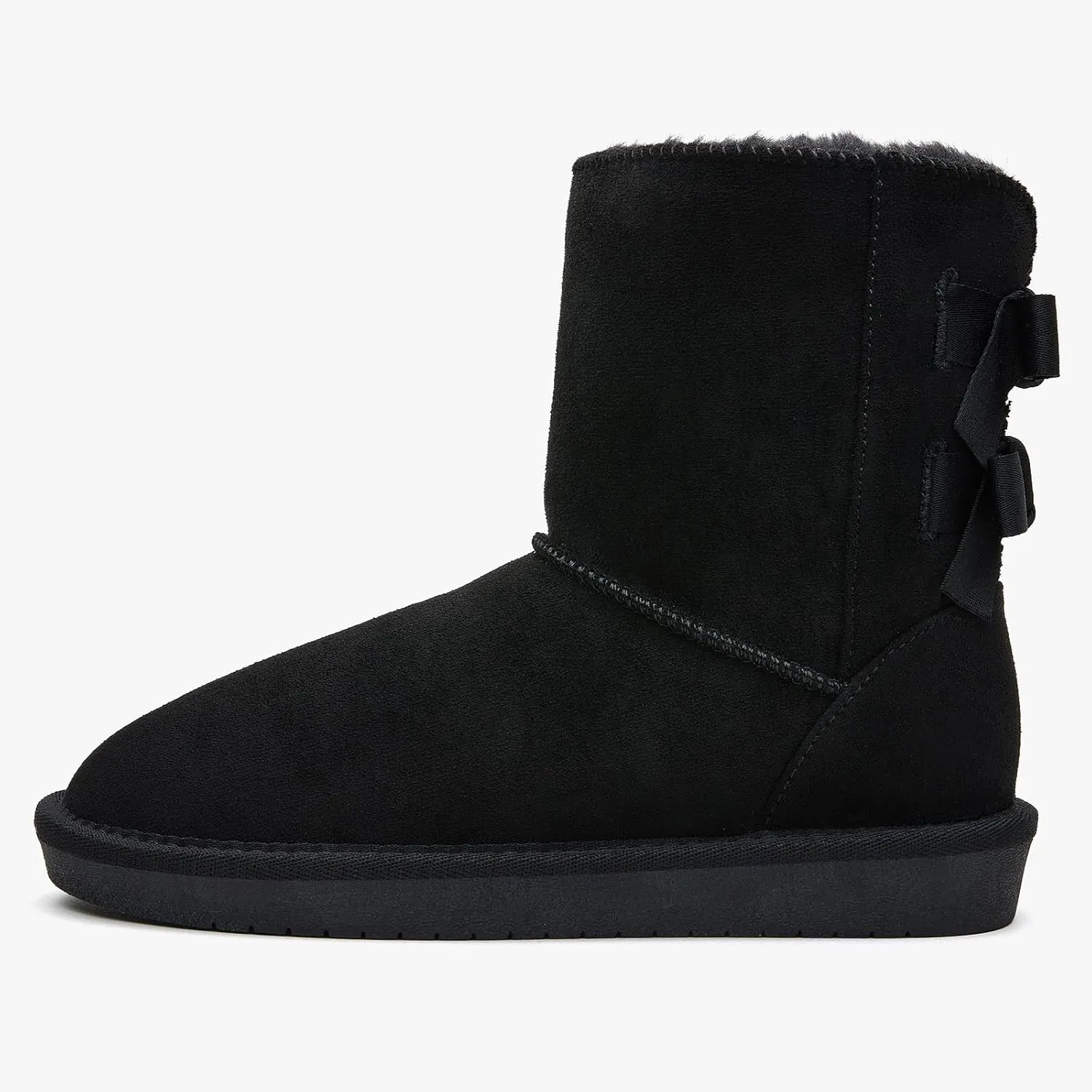 Women's Winter Snow Boots Mid-Calf Faux Suede Slip-On with Soft Faux Fur Lining