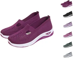 Women's Woven Breathable Soft Sole Shoes Walking Slip on Diabetic Foam Shoes in Sneakers Arch Support，Daily Commuting Shoes