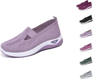 Women's Woven Breathable Soft Sole Shoes Walking Slip on Diabetic Foam Shoes in Sneakers Arch Support，Daily Commuting Shoes