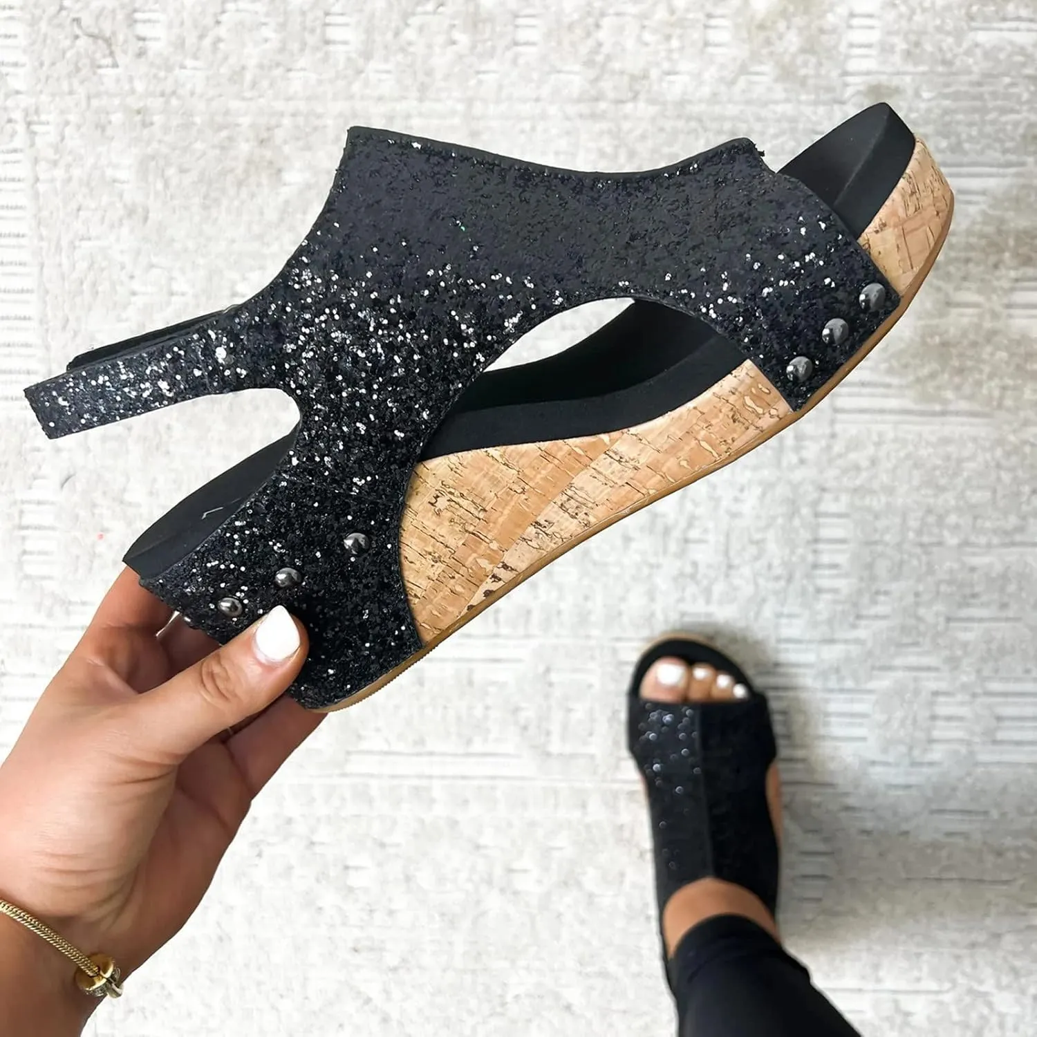 Womenyiaor Wedge Sandals for Women, Women's Platform Sandals Wedge Heel Sandals Ankle Strap Open Toe Sandals Casual Summer Dressy Espadrilles Wedges Shoes Ladies Sandals
