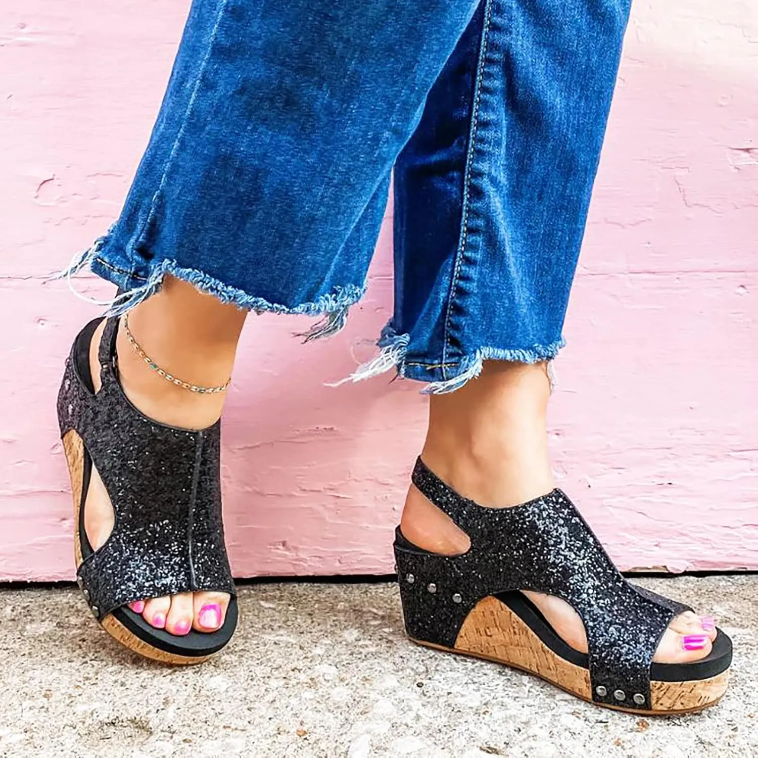 Womenyiaor Wedge Sandals for Women, Women's Platform Sandals Wedge Heel Sandals Ankle Strap Open Toe Sandals Casual Summer Dressy Espadrilles Wedges Shoes Ladies Sandals