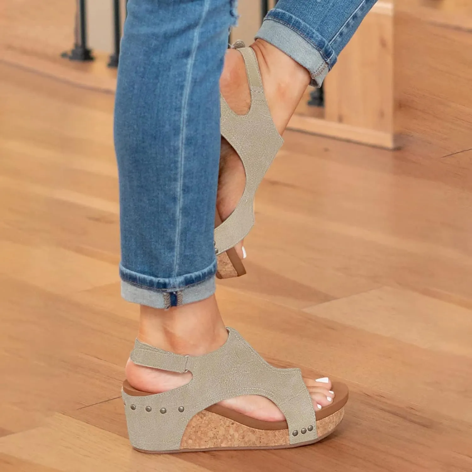 Womenyiaor Wedge Sandals for Women, Women's Platform Sandals Wedge Heel Sandals Ankle Strap Open Toe Sandals Casual Summer Dressy Espadrilles Wedges Shoes Ladies Sandals