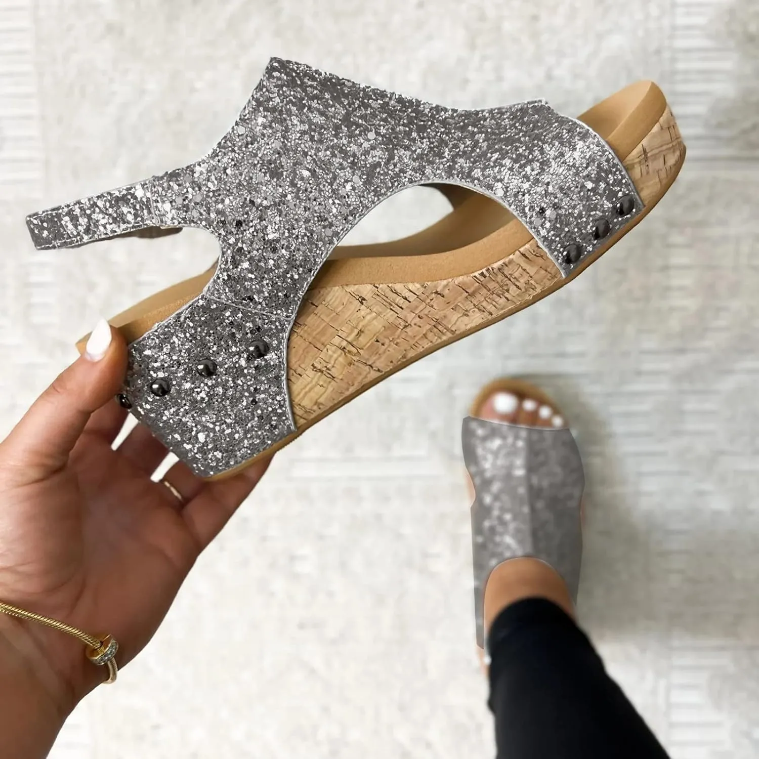 Womenyiaor Wedge Sandals for Women, Women's Platform Sandals Wedge Heel Sandals Ankle Strap Open Toe Sandals Casual Summer Dressy Espadrilles Wedges Shoes Ladies Sandals