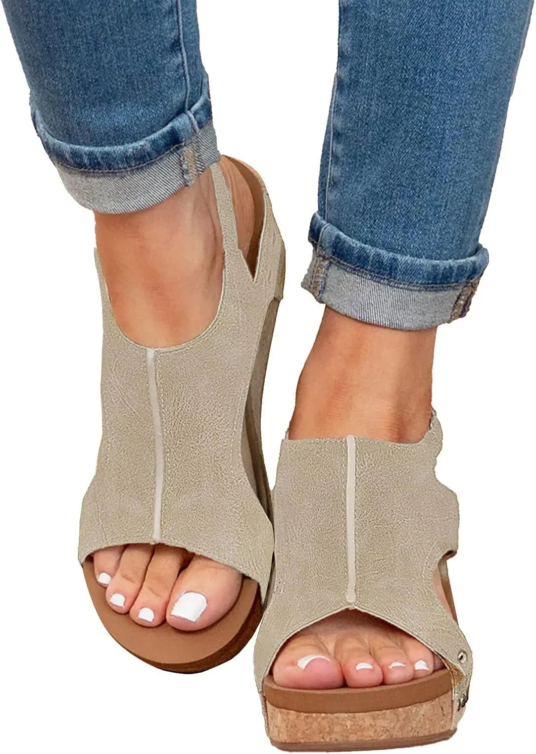 Womenyiaor Wedge Sandals for Women, Women's Platform Sandals Wedge Heel Sandals Ankle Strap Open Toe Sandals Casual Summer Dressy Espadrilles Wedges Shoes Ladies Sandals