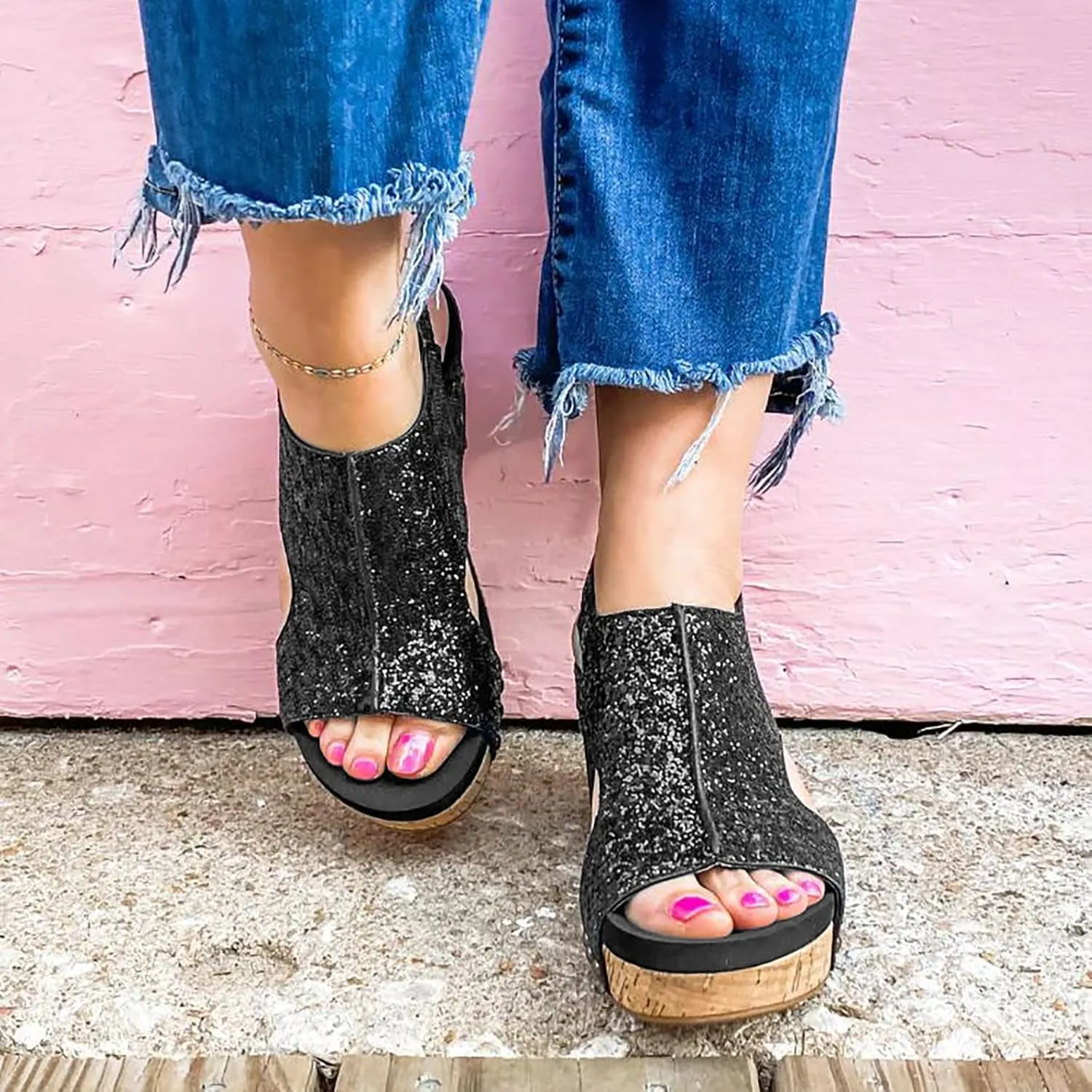 Womenyiaor Wedge Sandals for Women, Women's Platform Sandals Wedge Heel Sandals Ankle Strap Open Toe Sandals Casual Summer Dressy Espadrilles Wedges Shoes Ladies Sandals