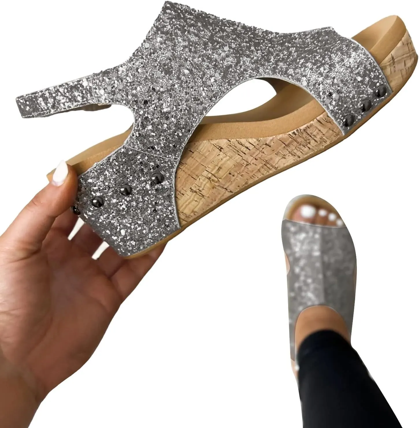 Womenyiaor Wedge Sandals for Women, Women's Platform Sandals Wedge Heel Sandals Ankle Strap Open Toe Sandals Casual Summer Dressy Espadrilles Wedges Shoes Ladies Sandals