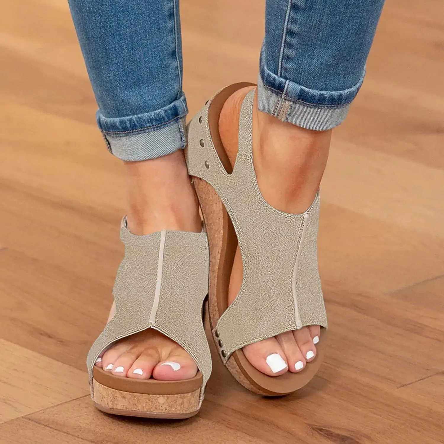Womenyiaor Wedge Sandals for Women, Women's Platform Sandals Wedge Heel Sandals Ankle Strap Open Toe Sandals Casual Summer Dressy Espadrilles Wedges Shoes Ladies Sandals