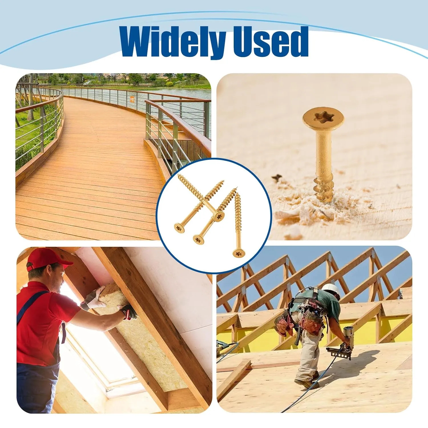 Wood Screws #8×2", 300 Pcs, Deck Screws, Rust Resistant, Exterior Epoxy Coated, Outdoor Decking Screws, Torx/Star Drive Head Deck Screw, 2 Pcs T25 Star Bit Included, Tan
