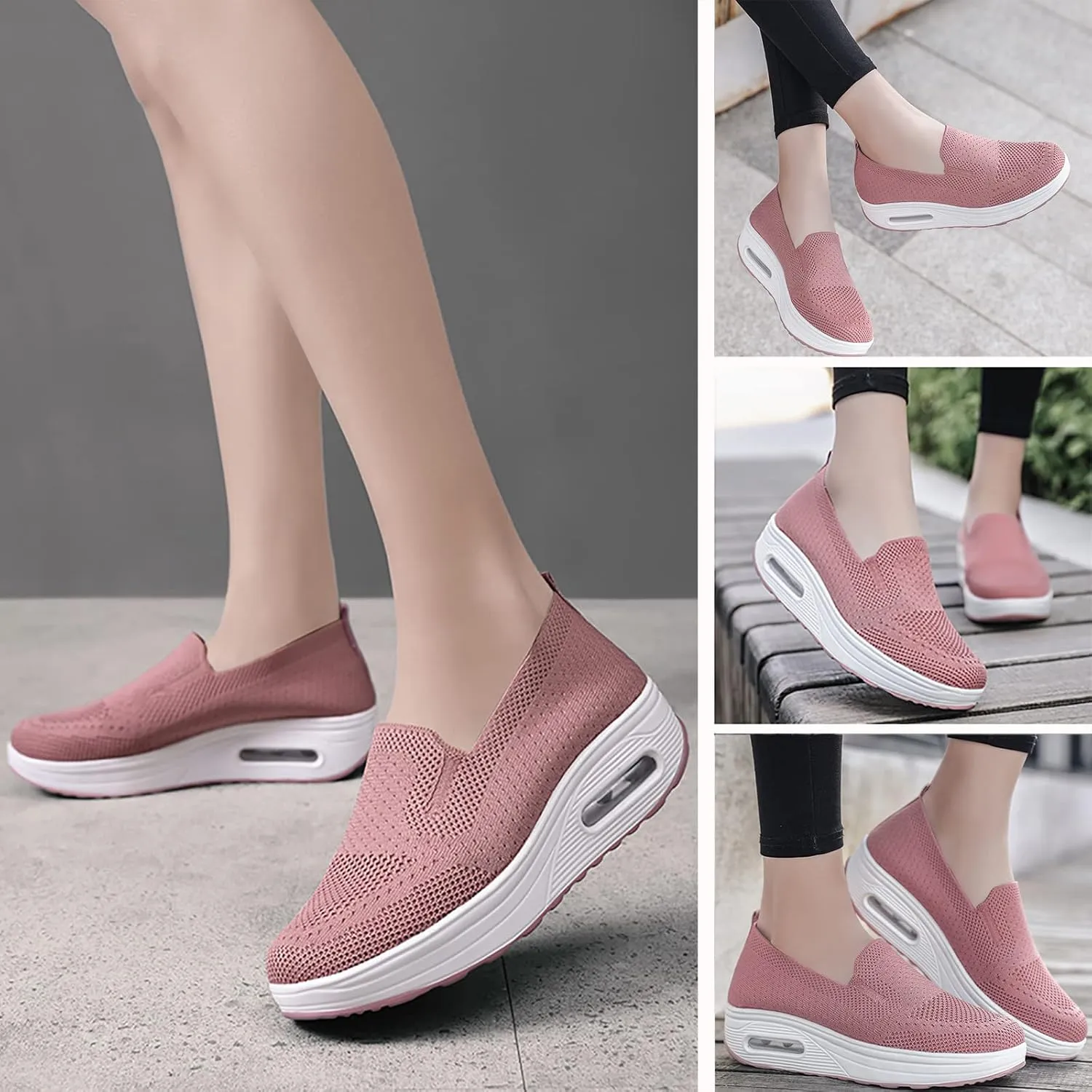 XIRUJNFD Women's Orthopedic Sneakers, Air Cushion Slip On Shoes, Mesh Orthopedic Sneakers