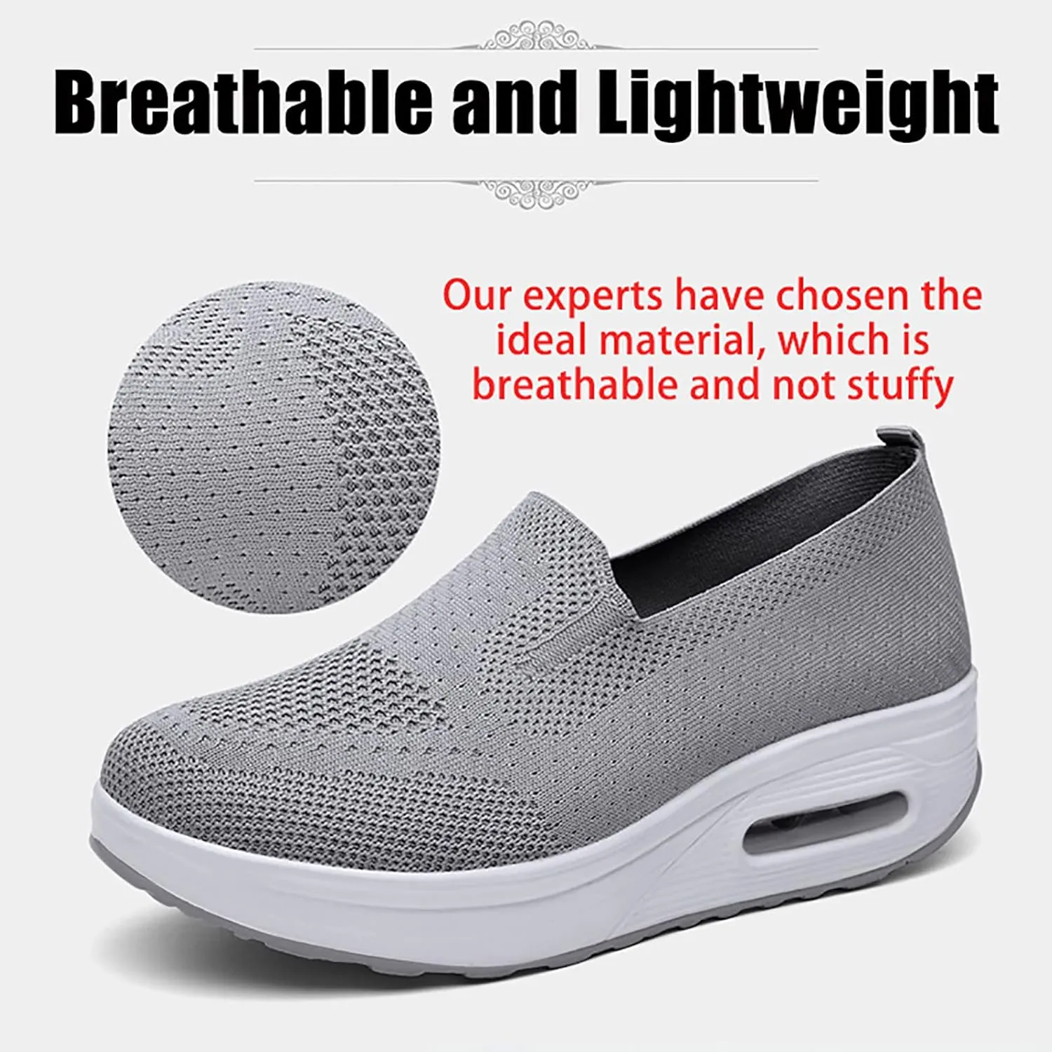 XIRUJNFD Women's Orthopedic Sneakers, Air Cushion Slip On Shoes, Mesh Orthopedic Sneakers