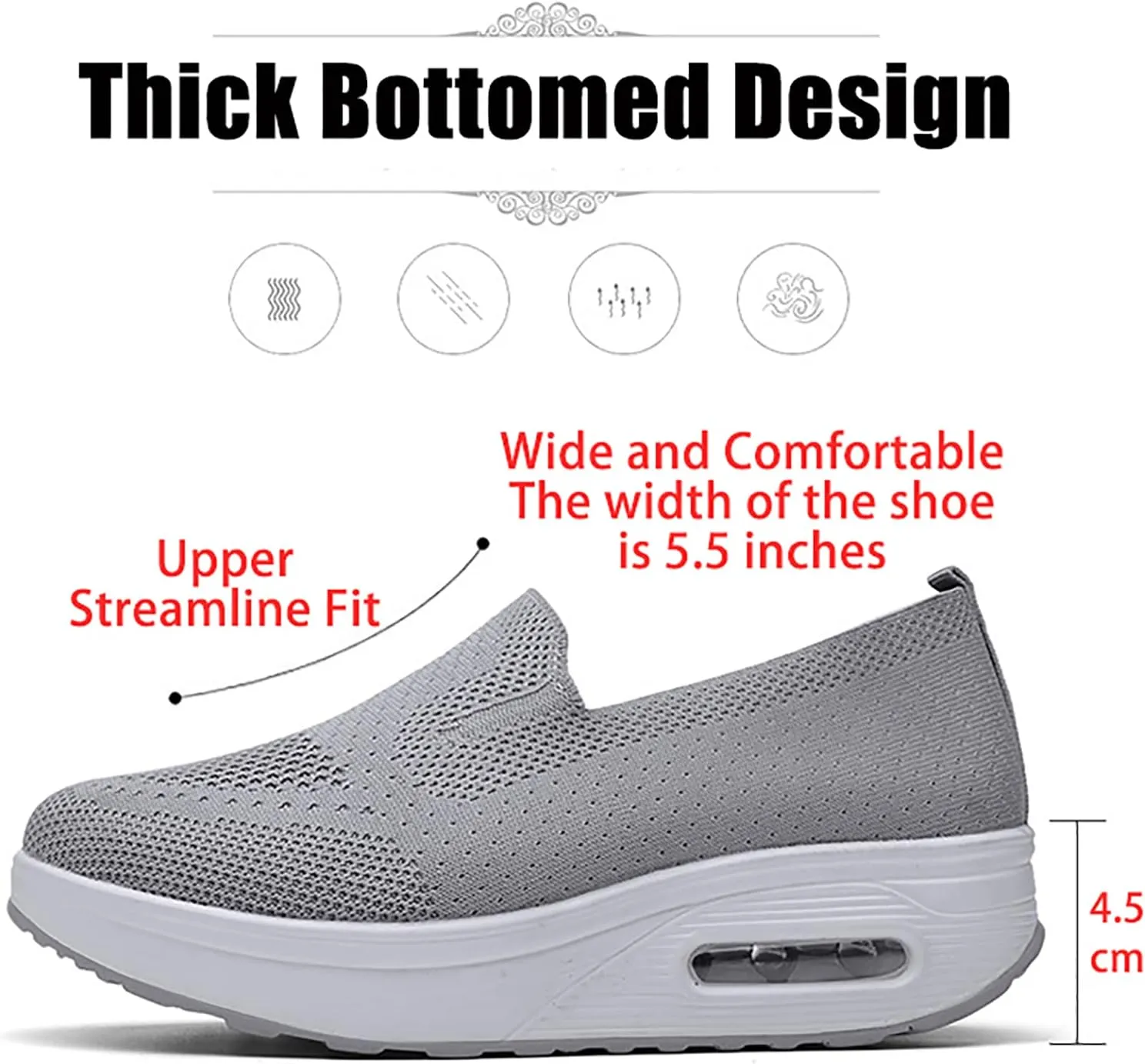 XIRUJNFD Women's Orthopedic Sneakers, Air Cushion Slip On Shoes, Mesh Orthopedic Sneakers