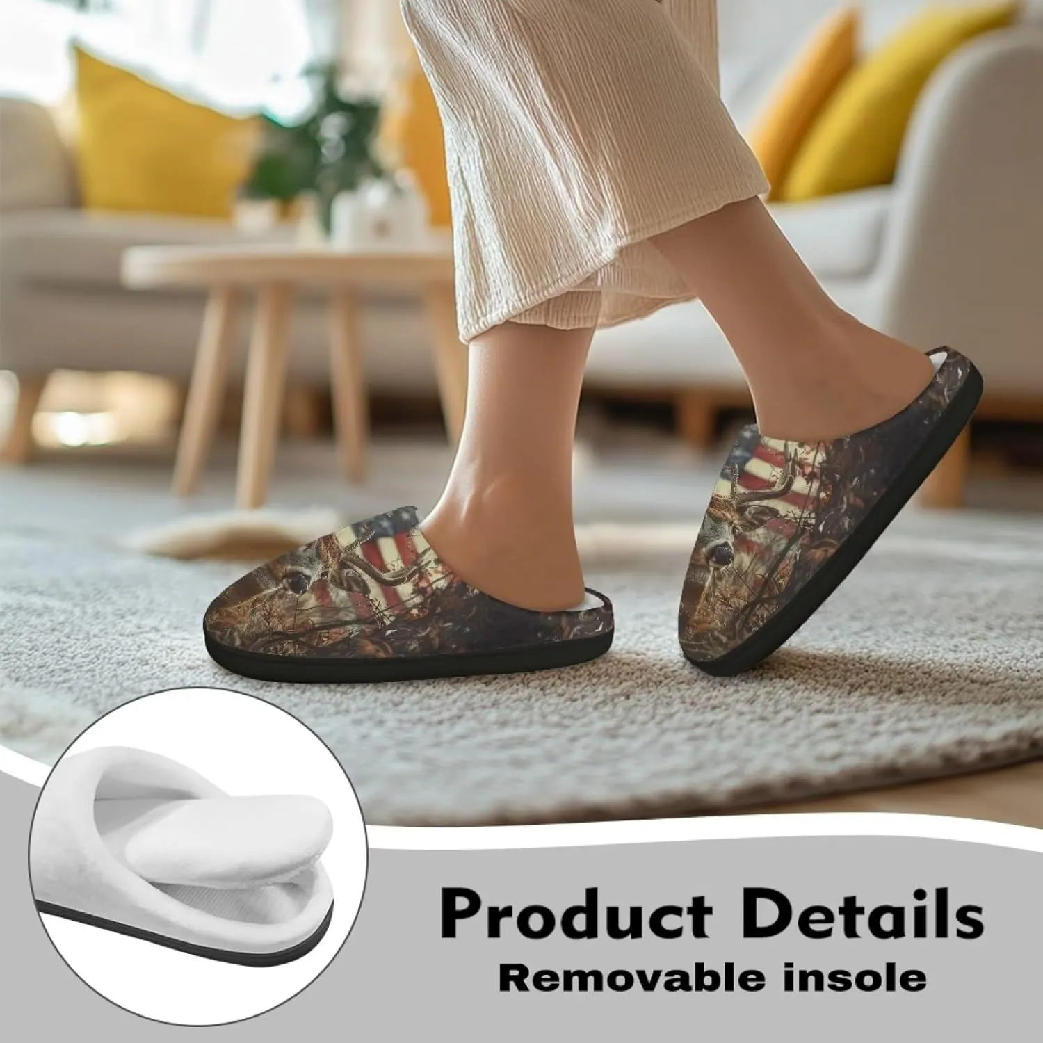Xpyiqun Slippers Women Men Slip On House Shoes Fuzzy Warm Winter Slippers Size 4-12