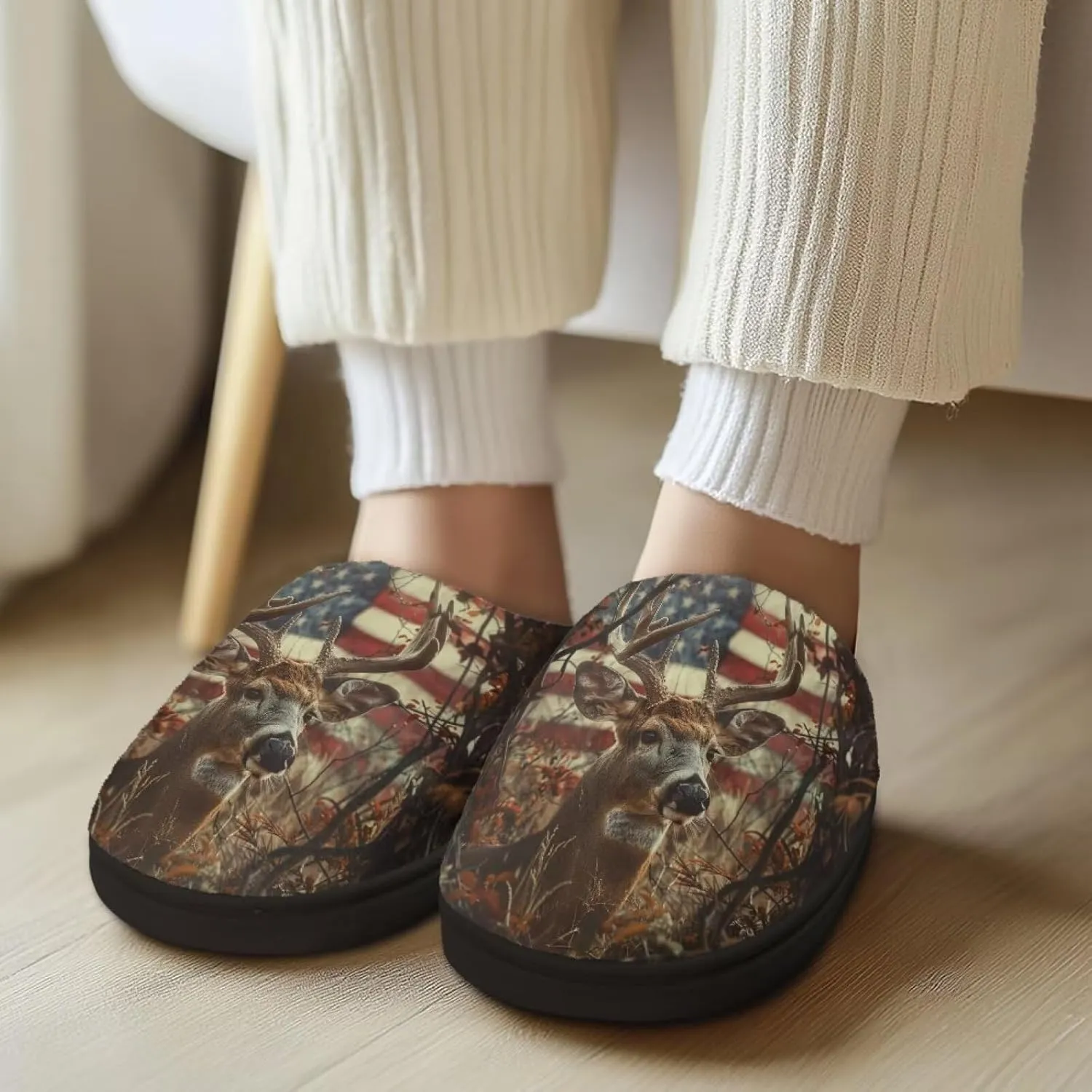Xpyiqun Slippers Women Men Slip On House Shoes Fuzzy Warm Winter Slippers Size 4-12