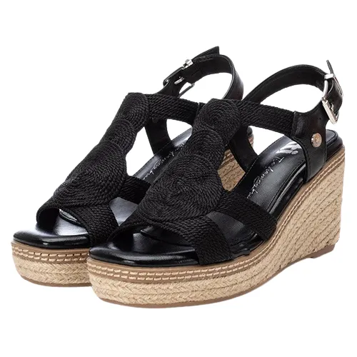 XTI Ladies Wedge Sandals - 142320 - Black