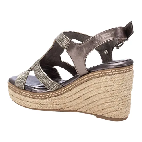 XTI Ladies Wedge Sandals - 142320 - Pewter