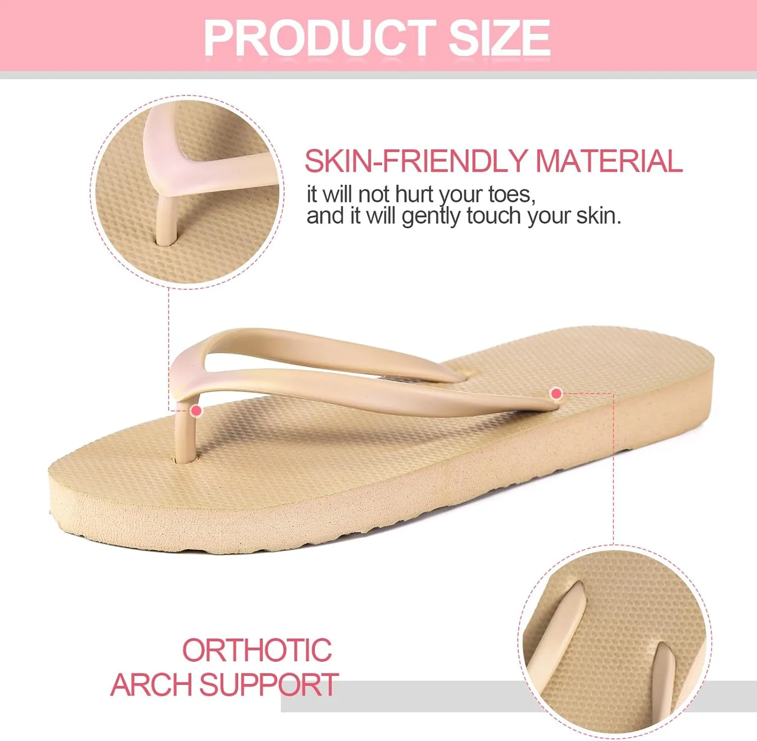 Xuhal 3 Pcs Women Girls Slim Flip Flops Colored Summer Casual Flip Flop Sandals Rubber Thong Style Cute Sandals for Women Shower