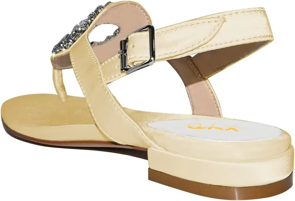 XYD Women Crystal Wedding Sandals with Rhinestone Flip-flop Beach Dressy Diamond Bridal Comfortable Walking Flats Satin Shoes