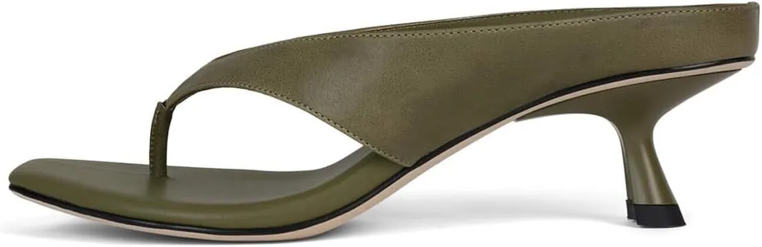 YDN Women's Casual Open Square Toe Flip Flops Low Kitten Heels Slip On Wide Thong Shoes for Party Daily Wear Size 4-16 US