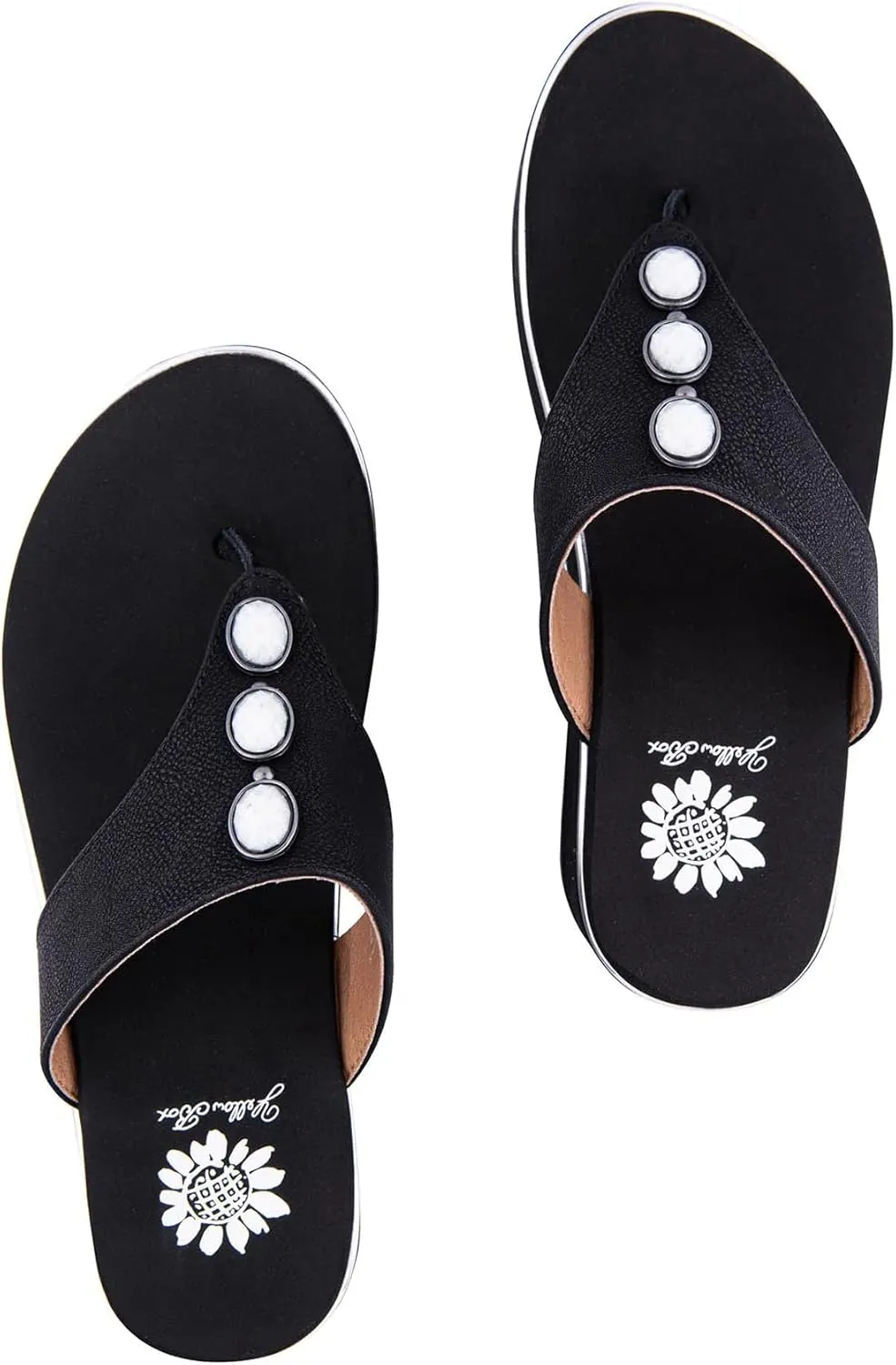 Yellow Box Women's Dazie Wedge Sandal, Round Toe, Medium-High 2.75 Inch Heel, 1.25 Inch Platform Comfortable Flip-Flop