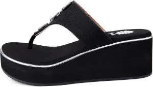 Yellow Box Women's Dazie Wedge Sandal, Round Toe, Medium-High 2.75 Inch Heel, 1.25 Inch Platform Comfortable Flip-Flop