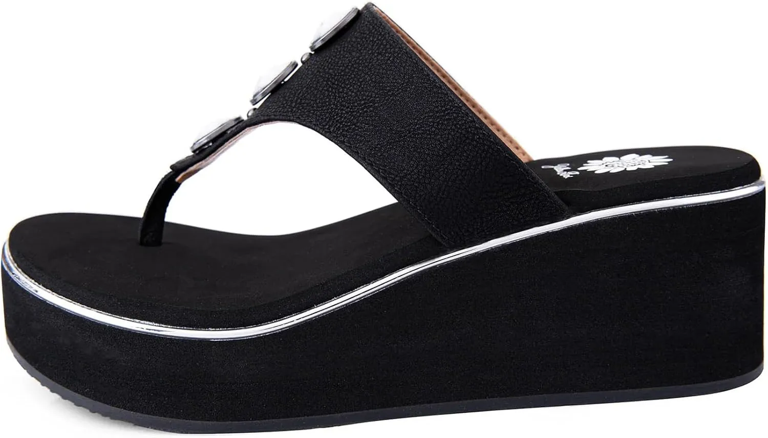 Yellow Box Women's Dazie Wedge Sandal, Round Toe, Medium-High 2.75 Inch Heel, 1.25 Inch Platform Comfortable Flip-Flop