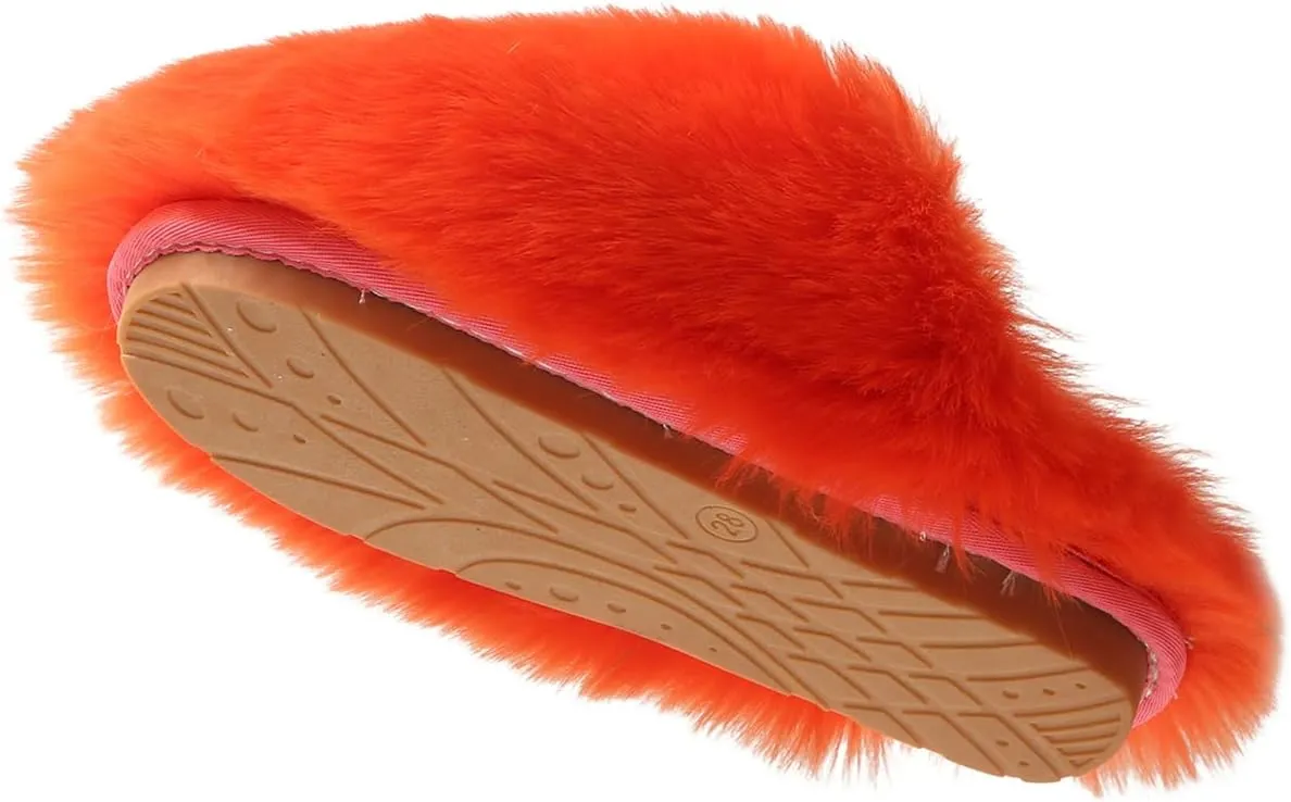 YESBOR Women's Faux Fur Fluffy Fuzzy Slippers Closed Toe Warm Winter House Slides Shoes