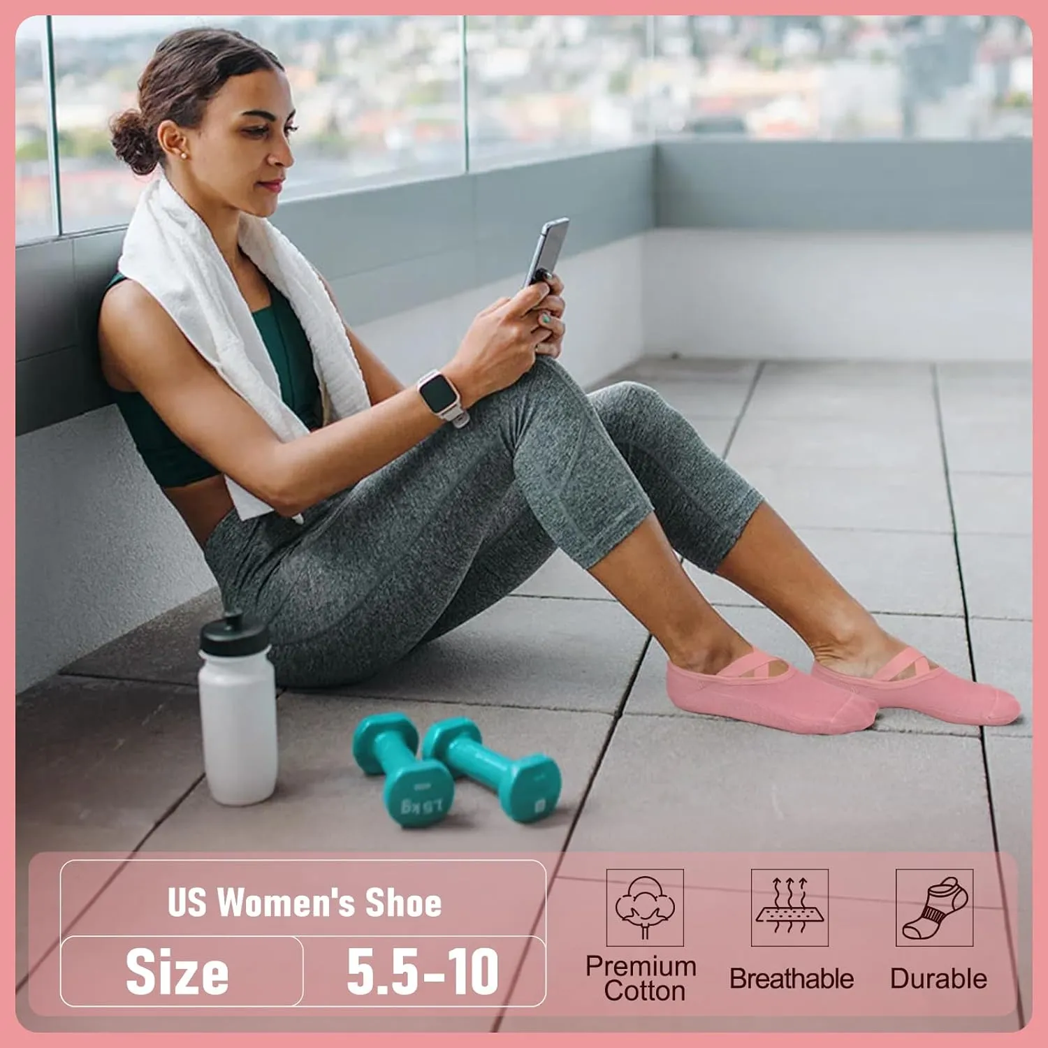 YeuG 4/6 Pairs Pilates Socks for Women - Non Slip Grip Socks for Yoga, Barre, Hospital, Barefoot