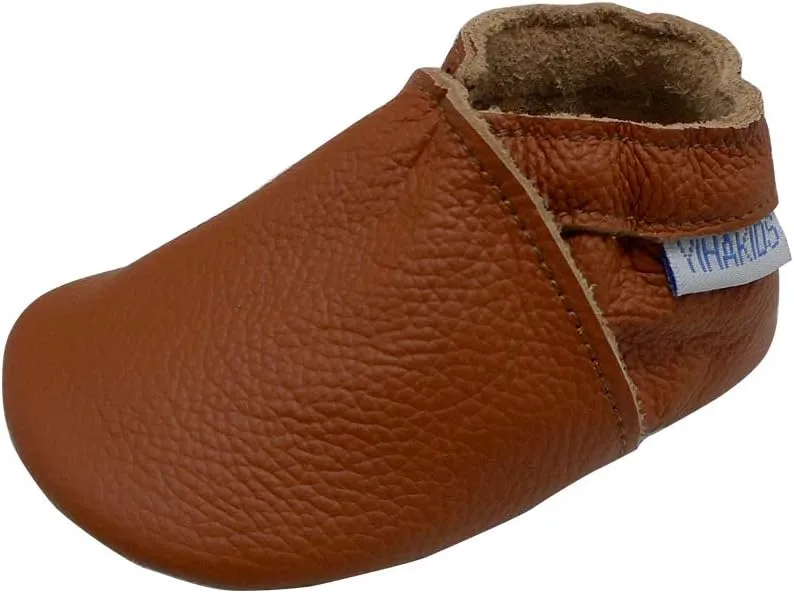 YIHAKIDS Baby Leather Shoes Soft Sole First Walking Moccasins Infants Toddler Boys Girls Crawling Slippers Slip-on Shoes Solid Color Shoes