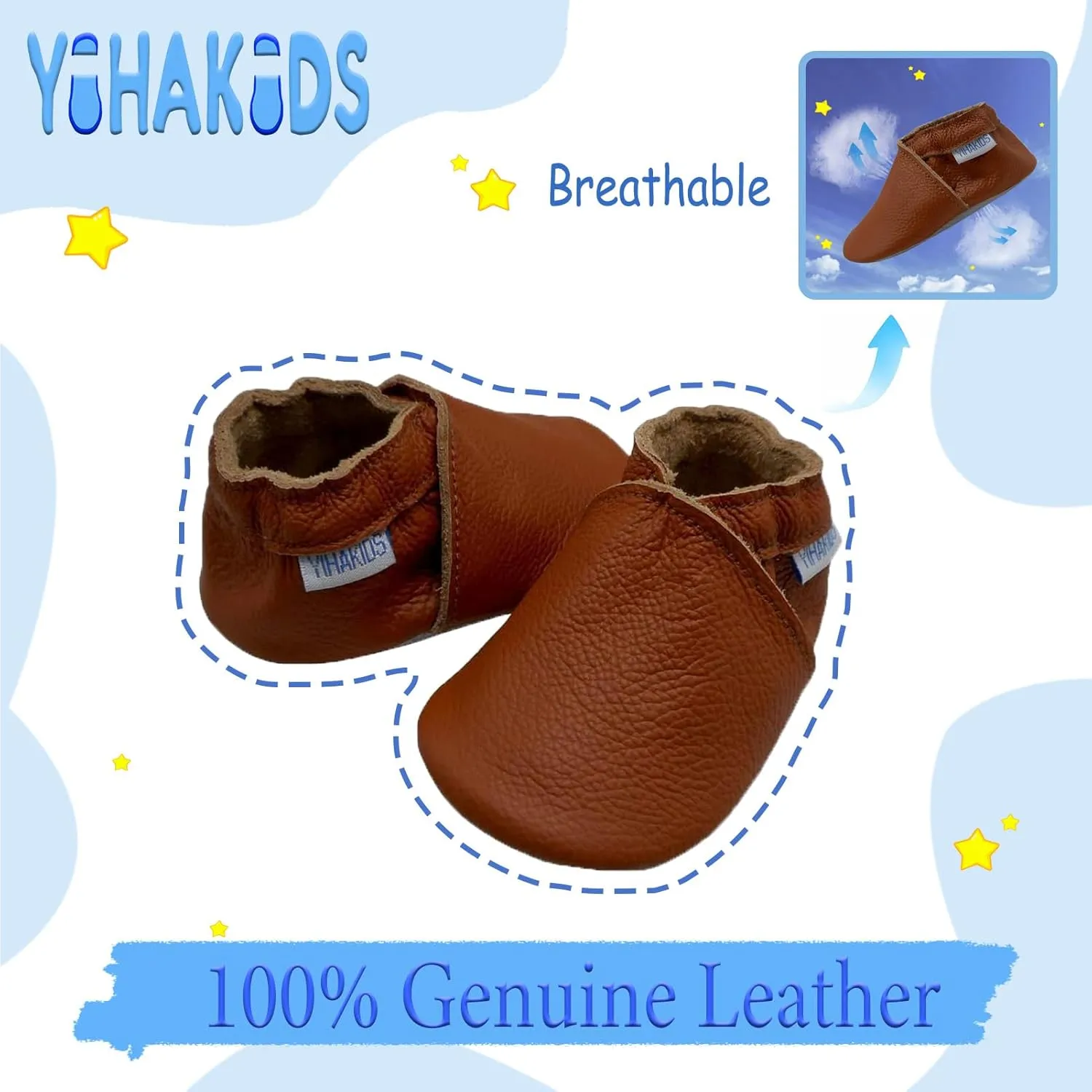 YIHAKIDS Baby Leather Shoes Soft Sole First Walking Moccasins Infants Toddler Boys Girls Crawling Slippers Slip-on Shoes Solid Color Shoes