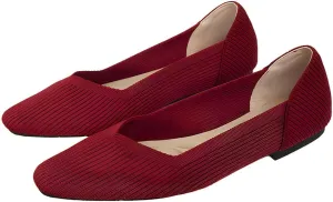 YING LAN Womens Knit Ballet Flats Shoes,Ladies Comfortable Dress Shoes Casual Slip On Soft Ballerina Walking Flats Shoes