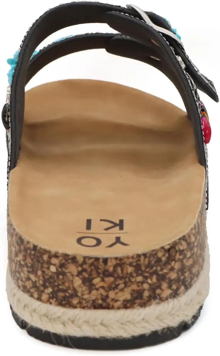 YOKI CALISTA Women's Espadrille Platform Sandals, Wedge Sandals for Women, Summer Sandals, Women's Slides