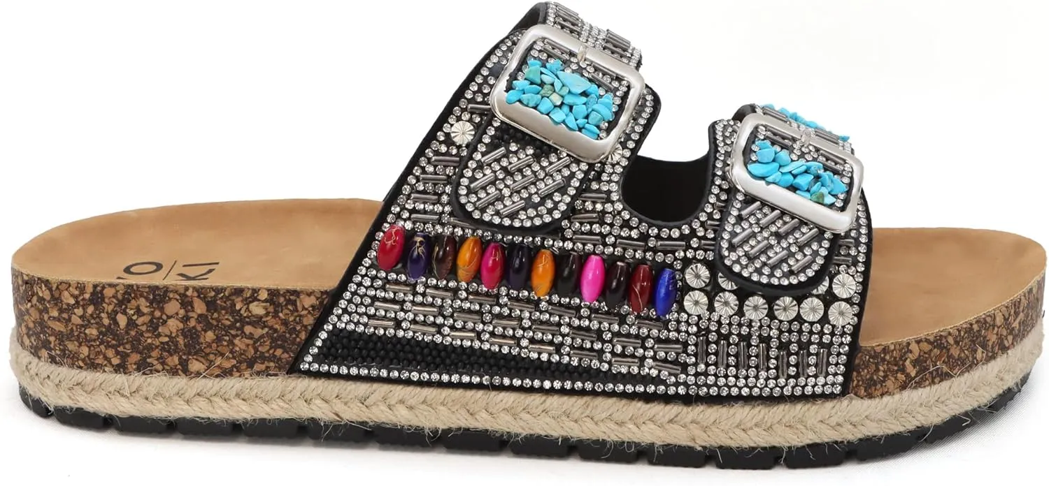 YOKI CALISTA Women's Espadrille Platform Sandals, Wedge Sandals for Women, Summer Sandals, Women's Slides