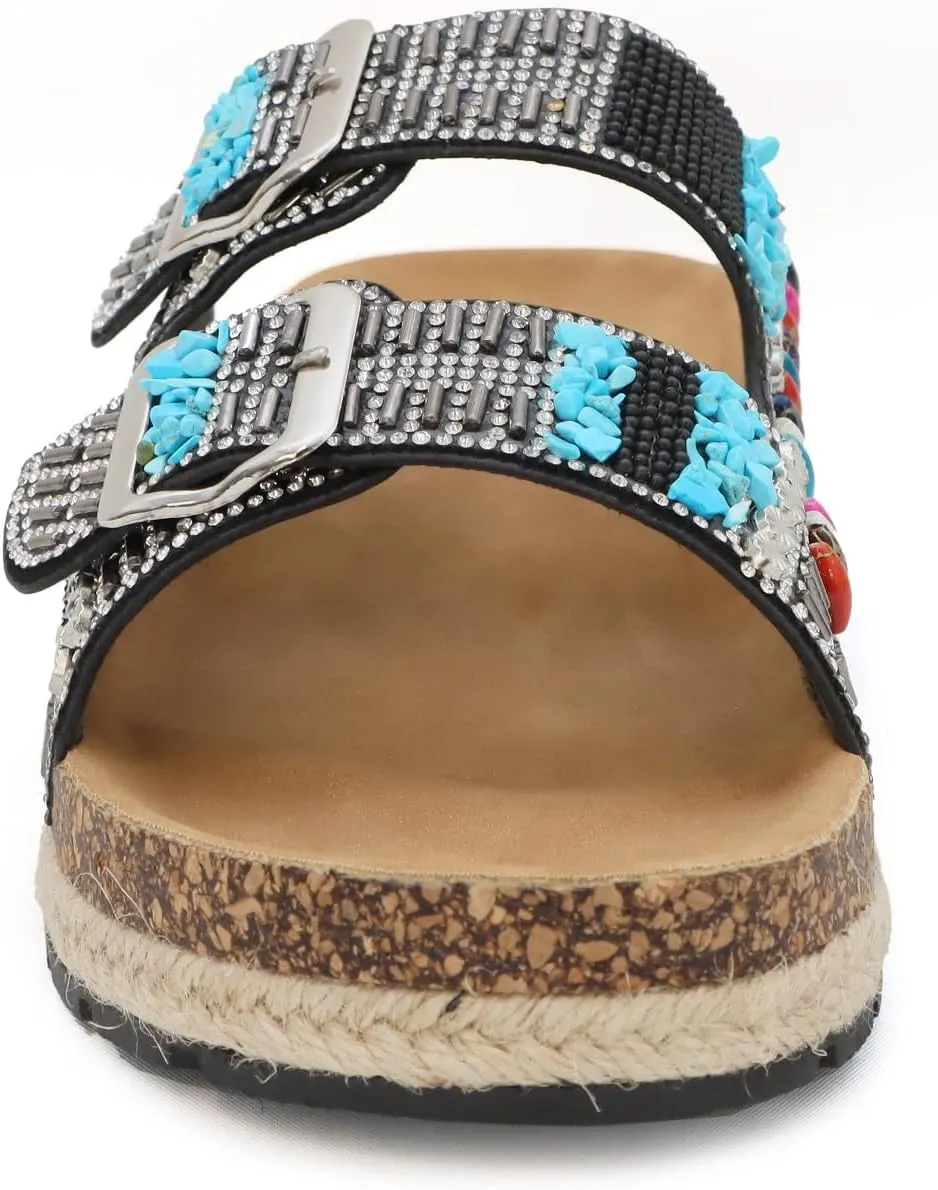 YOKI CALISTA Women's Espadrille Platform Sandals, Wedge Sandals for Women, Summer Sandals, Women's Slides