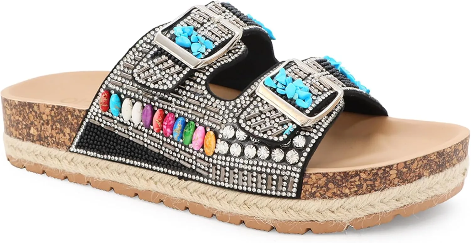 YOKI CALISTA Women's Espadrille Platform Sandals, Wedge Sandals for Women, Summer Sandals, Women's Slides