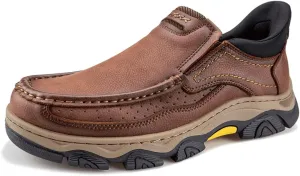 YONGJIA Mens Hands Free Slip in Loafers Walking Slip on Leather Casual Comfortable Breathable Shoes