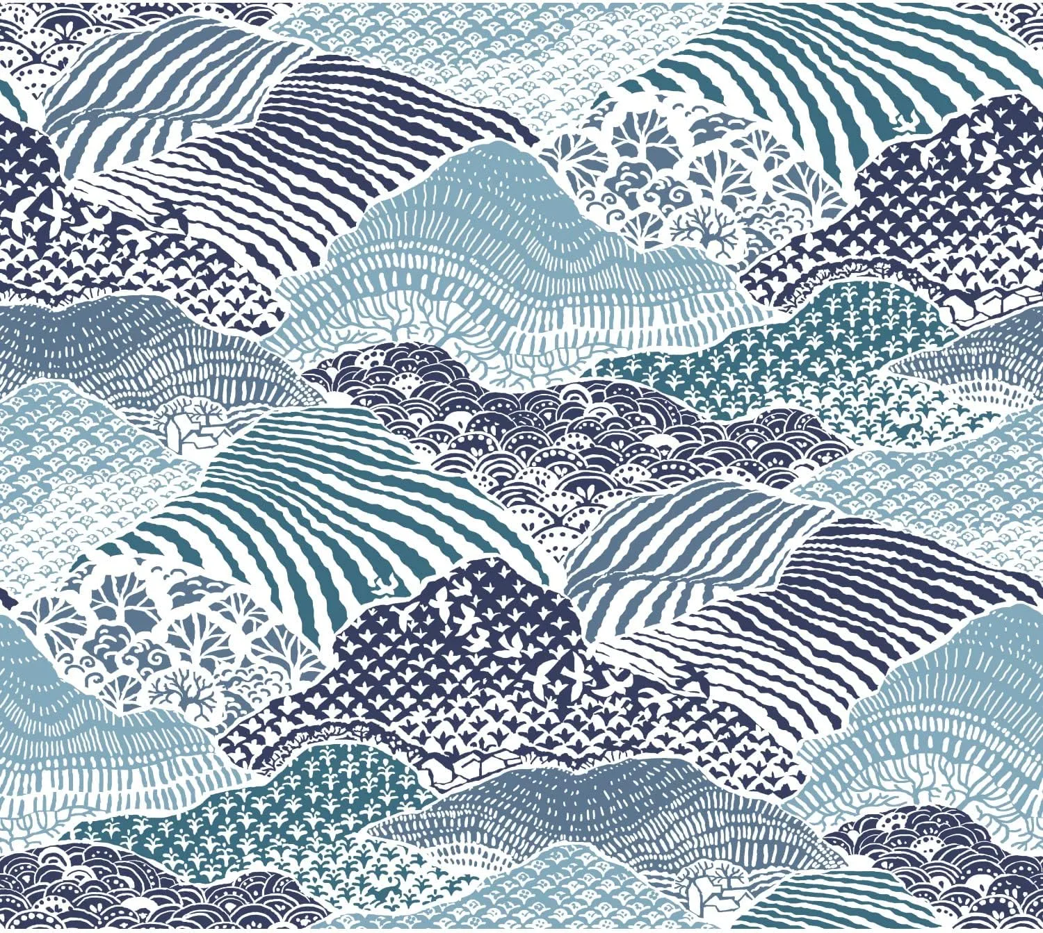 York Wallcoverings Madcap Cottage PSW1404RL Navy Blue Shangri-La Premium Peel and Stick Wallpaper