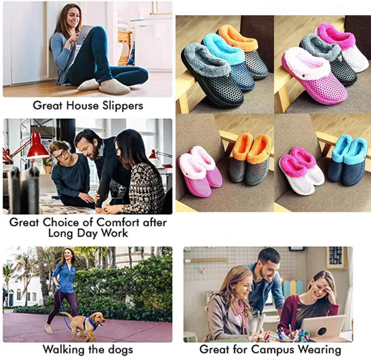 YUKTOPA Unisex Garden Clogs House Slippers Fur Lined Winter Breathable Walking Garden Shoes Warm Non-Slip Mule Footwear