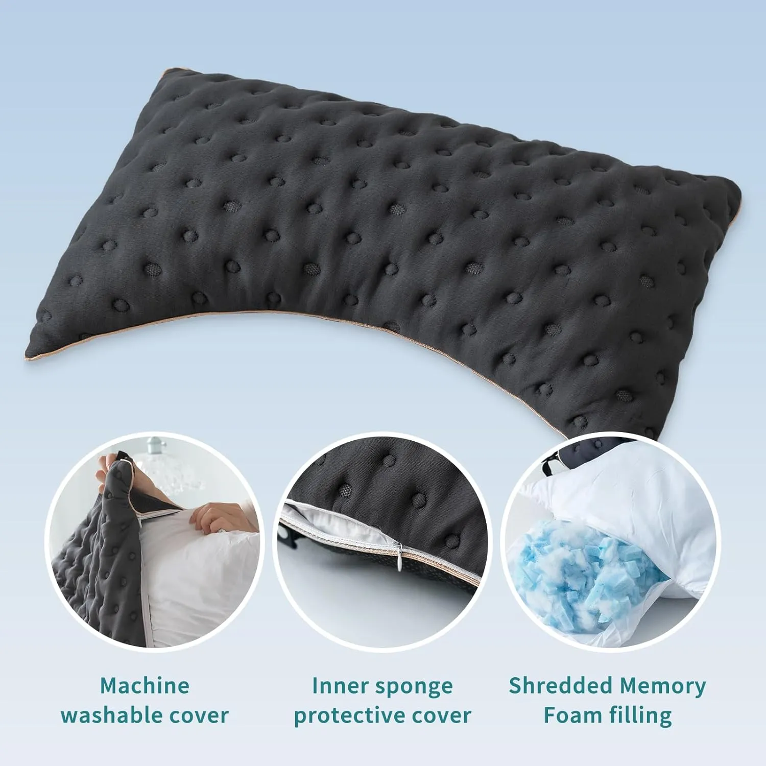 YZ HOME Bed Pillow for Side and Back Sleepers King Size Side Sleeper Pillow with Adjustable Memory Foam Filling for Neck and Shoulder Pain - Additional Storage Bag Included,Black